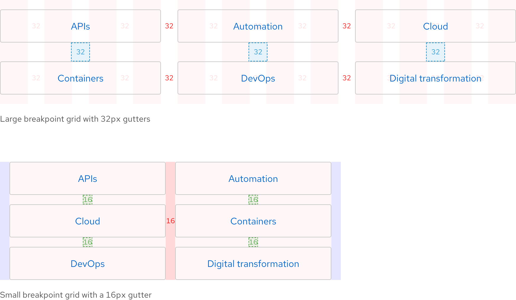 Image of a variety of space values in between Brick variants